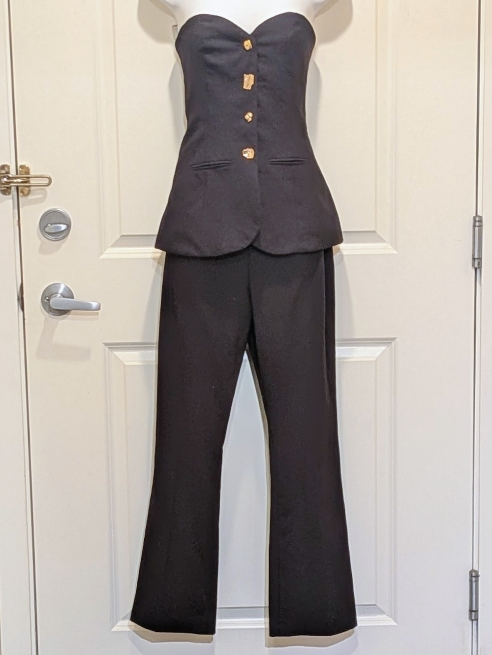 EUC Zara S Viscose Blend Abstract Gold Button Sleeveless Jumpsuit